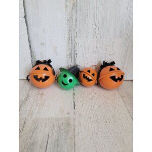 Vintage Halloween witch pumpkin bell ornament set unique